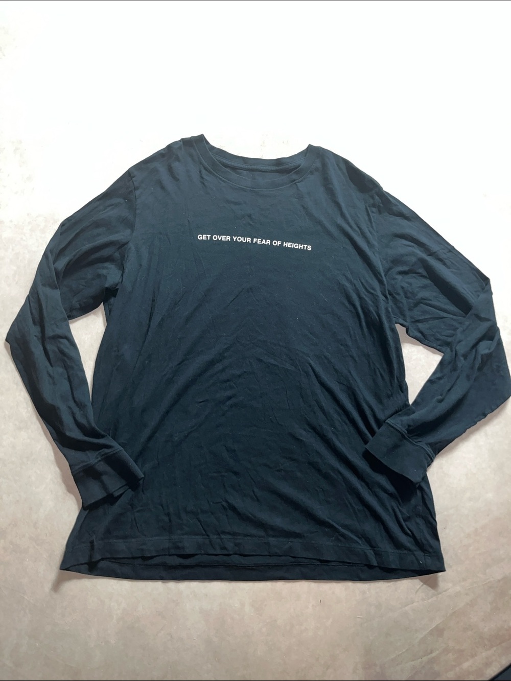 Nike Black Long-Sleeve Graphic Tee White Text Get Over Your Fear Of Heights